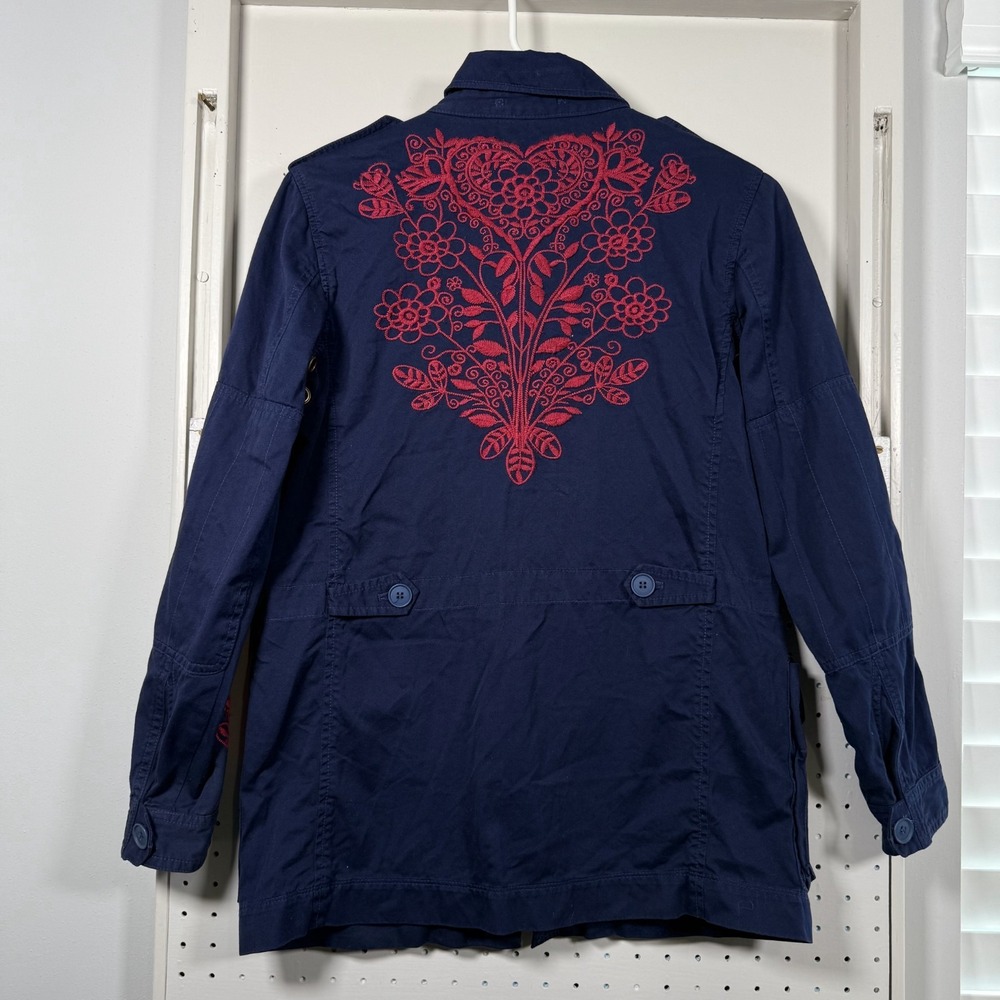 JW Los Angeles Joy Love Light Embroidered Field Jacket WoMen's Navy Blue Small